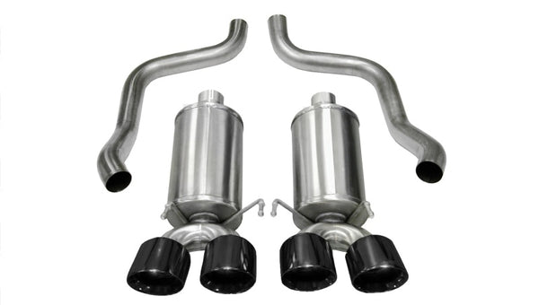 Corsa 2009-2013 Xtreme Axle-Back Exhaust w/Dual Black 3.5in Tips 09-13 Chevrolet Corvette C6 6.2L V8 - Bull Strap
