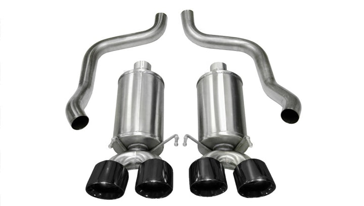 Corsa 2009-2013 Xtreme Axle-Back Exhaust w/Dual Black 3.5in Tips 09-13 Chevrolet Corvette C6 6.2L V8 - Bull Strap