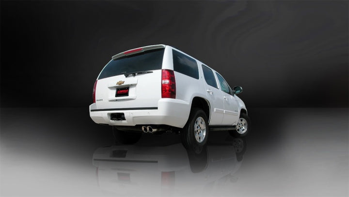 Corsa 2009-2014 Chevrolet Tahoe 5.3L V8 Polished Sport Cat-Back Exhaust - Bull Strap