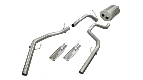Corsa 2009-2019 -14 Dodge Ram Quad Cab/Short Bed 1500 4.7L V8 Polished Sport Cat-Back Exhaust - Bull Strap