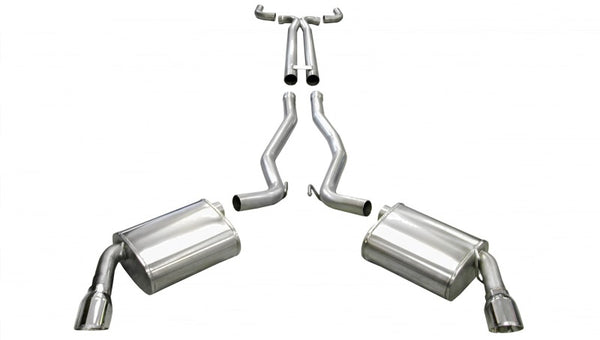 Corsa 2010-2013 Chevrolet Camaro Convertible SS 6.2L V8 Manual Polished Sport Cat-Back + XO Exhaust - Bull Strap