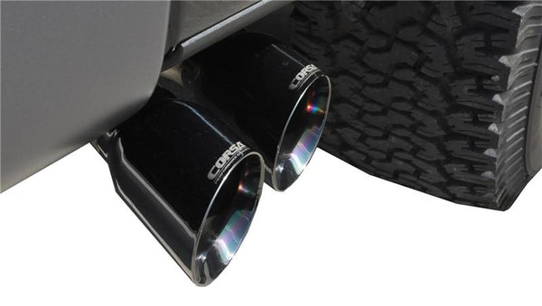 Corsa 2011-2014 Ford F-150 Raptor 6.2L V8 133in Wheelbase Black Xtreme Cat-Back Exhaust - Bull Strap