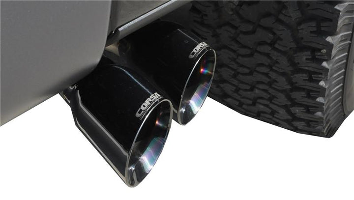 Corsa 2011-2014 Ford F-150 Raptor 6.2L V8 133in Wheelbase Black Xtreme Cat-Back Exhaust - Bull Strap