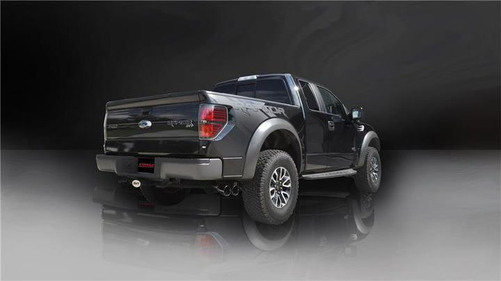 Corsa 2011-2014 Ford F-150 Raptor 6.2L V8 133in Wheelbase Black Xtreme Cat-Back Exhaust - Bull Strap