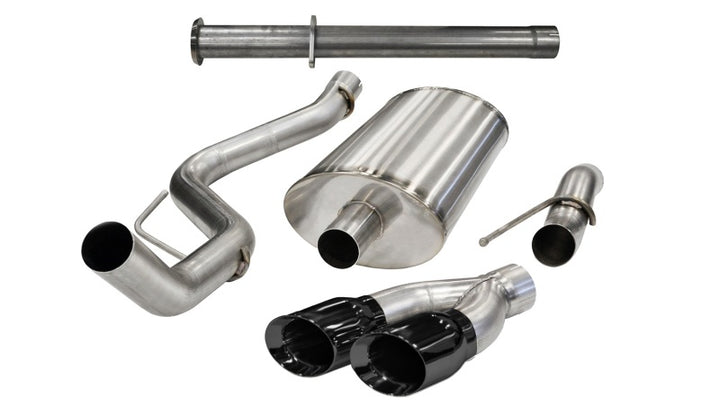 Corsa 2011-2014 Ford F-150 Raptor 6.2L V8 145in Wheelbase Black Xtreme Cat-Back Exhaust - Bull Strap