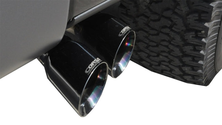 Corsa 2011-2014 Ford F-150 Raptor 6.2L V8 145in Wheelbase Black Xtreme Cat-Back Exhaust - Bull Strap