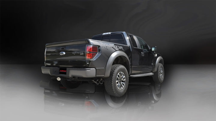 Corsa 2011-2014 Ford F-150 Raptor 6.2L V8 145in Wheelbase Black Xtreme Cat-Back Exhaust - Bull Strap