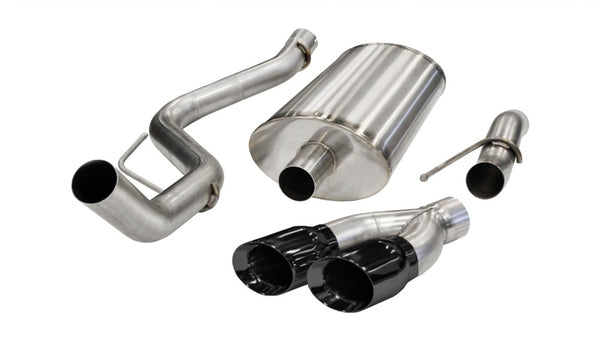 Corsa 2011-2014 Ford F-150 Raptor 6.2L V8 Black Sport Cat-Back Exhaust - Bull Strap