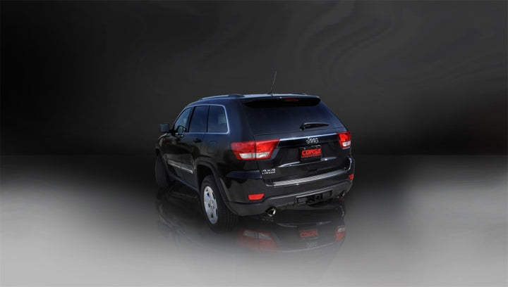Corsa 2011-2021 Jeep Grand Cherokee Black 2.5in Dual Rear Exit Cat-Back Exhaust - Bull Strap