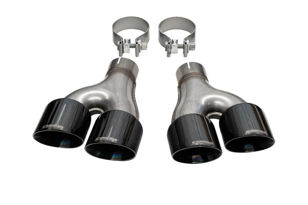 Corsa 2011-2021 Jeep Grand Cherokee Twin 2.5in Inlet / 4in Outlet Black PVD Pro-Series Tip Kit - Bull Strap