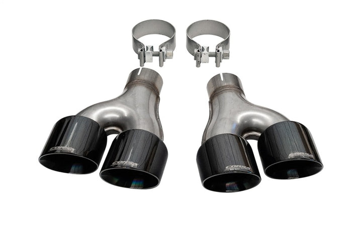 Corsa 2011-2021 Jeep Grand Cherokee Twin 2.5in Inlet / 4in Outlet Black PVD Pro-Series Tip Kit - Bull Strap