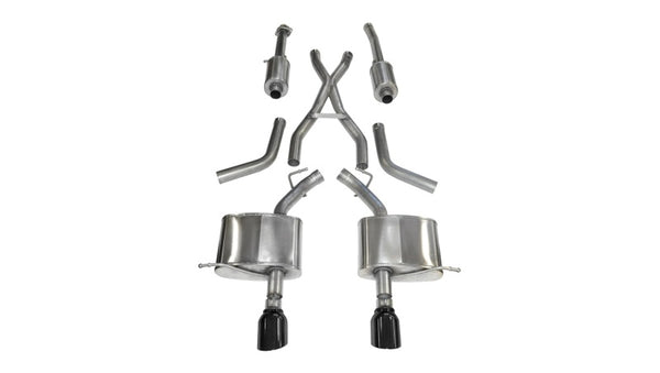 Corsa 2011-2024 Dodge Durango 5.7L V8 Black Sport Dual Rear Cat-Back Exhaust - Bull Strap