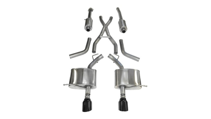 Corsa 2011-2024 Dodge Durango 5.7L V8 Black Sport Dual Rear Cat-Back Exhaust - Bull Strap