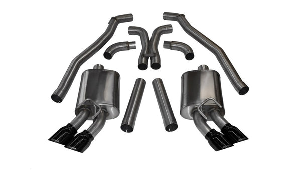 Corsa 2012-2015 Chevrolet Camaro Coupe ZL1 6.2L V8 Black Sport Cat-Back + XO Exhaust - Bull Strap