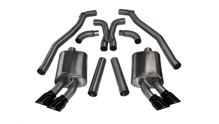 Corsa 2012-2015 Chevrolet Camaro Coupe ZL1 6.2L V8 Black Sport Cat-Back + XO Exhaust - Bull Strap