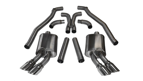 Corsa 2012-2015 Chevrolet Camaro Coupe ZL1 6.2L V8 Polished Sport Cat-Back + XO Exhaust - Bull Strap