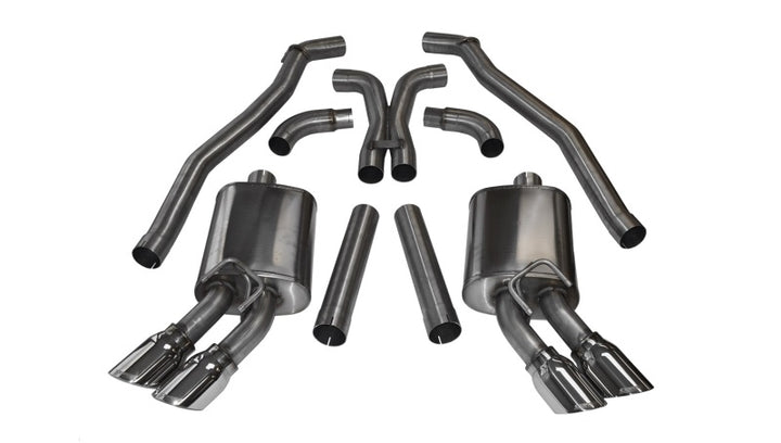 Corsa 2012-2015 Chevrolet Camaro Coupe ZL1 6.2L V8 Polished Sport Cat-Back + XO Exhaust - Bull Strap