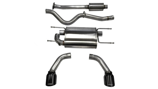Corsa 2012-2025 Scion FRS / Subaru BRZ Black Tip Sport Cat-Back Exhaust - Bull Strap