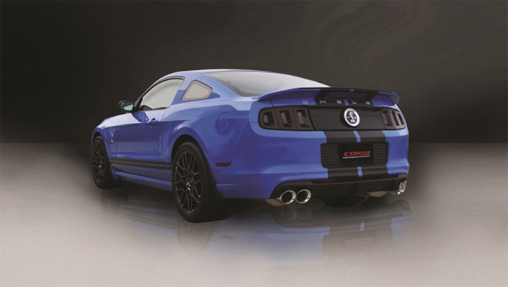Corsa 2013-2014 Ford Mustang Shelby GT500 5.8L V8 Polished Sport Axle-Back Exhaust - Bull Strap