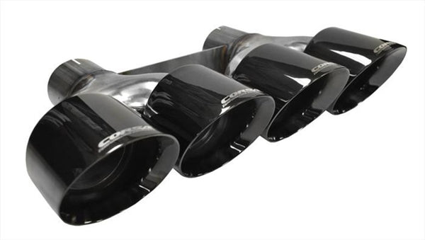 Corsa 2014-2020 Chevrolet Corvette 6.2L V8 Quad 45in Polished Black Pro-Series Tip Kit - Bull Strap