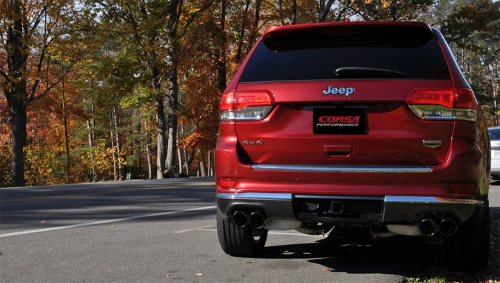 Corsa 2014-2021 Jeep Grand Cherokee Summit Edition Black 2.5in Dual Rear Exit Cat-Back Exhaust - Bull Strap