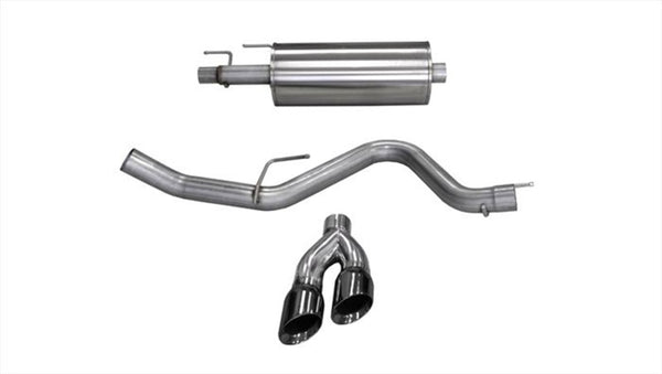 Corsa 2015-20 Ford F-150 3.5L Ecoboost (Super Crew Cab) Black Sport Single Side Dual 4in Tips CB Exh - Bull Strap