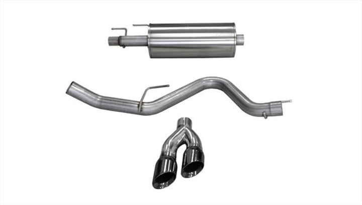 Corsa 2015-20 Ford F-150 3.5L Ecoboost (Super Crew Cab) Black Sport Single Side Dual 4in Tips CB Exh - Bull Strap