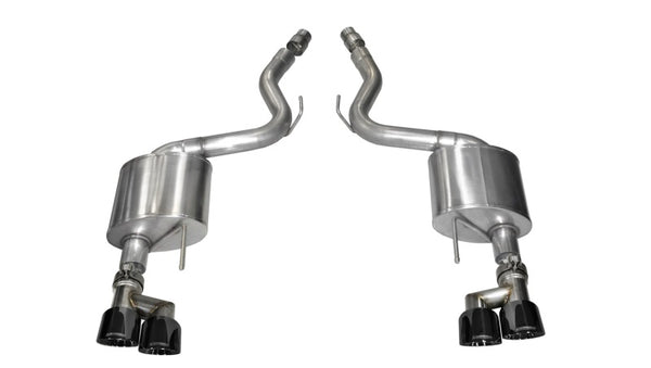 Corsa 2015-2017 Ford Mustang GT 5.0 3in Axle Back Exhaust Black Quad Tips (Sport) - Bull Strap