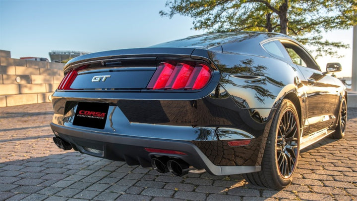 Corsa 2015-2017 Ford Mustang GT 5.0 3in Axle Back Exhaust Black Quad Tips (Sport) - Bull Strap