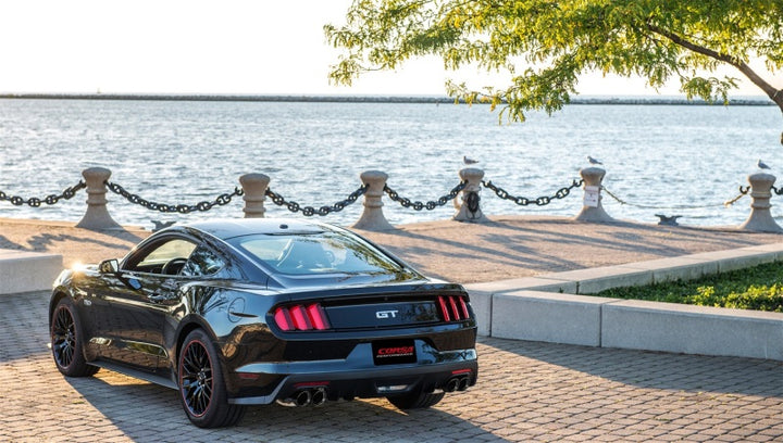 Corsa 2015-2017 Ford Mustang GT 5.0 3in Cat Back Exhaust Black Quad Tips (Xtreme) - Bull Strap