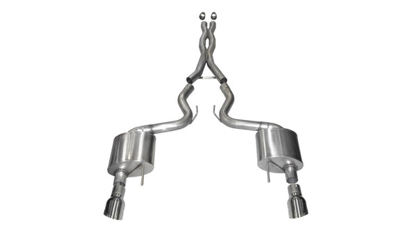 Corsa 2015-2017 Ford Mustang GT 5.0 3in Cat Back Exhaust Polish Dual 4.5in Tip (Xtreme) - Bull Strap