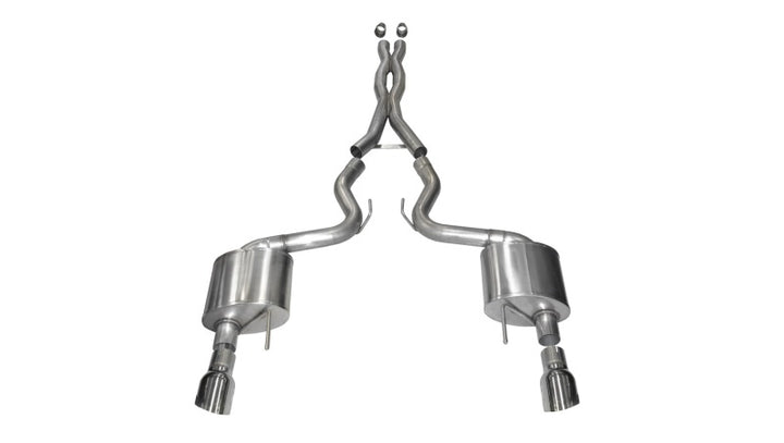 Corsa 2015-2017 Ford Mustang GT 5.0 3in Cat Back Exhaust Polish Dual 4.5in Tip (Xtreme) - Bull Strap