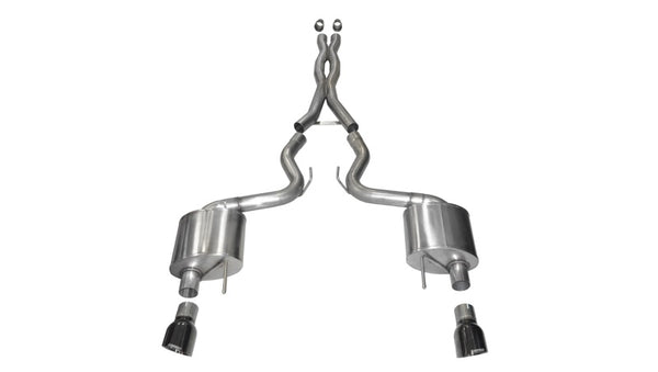 Corsa 2015-2017 Ford Mustang GT Fastback 5.0 3in Xtreme Cat Back Exhaust w/ Dual Black 4.5in Tips - Bull Strap
