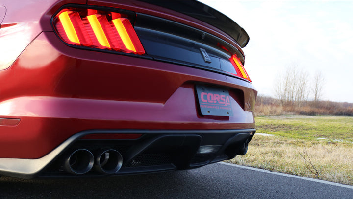 Corsa 2015-2020 Ford Mustang GT350 3in Double X Pipe Exhaust - Bull Strap