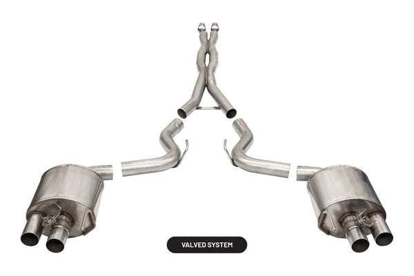 Corsa 2015-2020 Ford Mustang GT350/R 5.2L V8 Dual Rear Cat-Back- Stainless Dual Rear Exit - Bull Strap