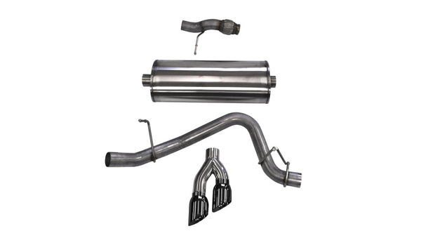 Corsa 2015-2020 Chevy Tahoe/GMC Yukon Cat-Back Exhaust Sport 3in Single Side Twin Black 4in Tips - Bull Strap