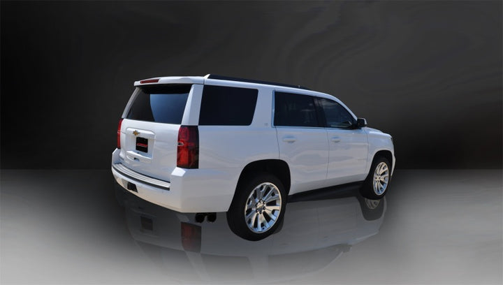 Corsa 2015-2020 Chevy Tahoe/GMC Yukon Cat-Back Exhaust Sport 3in Single Side Twin Black 4in Tips - Bull Strap