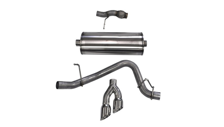 Corsa 2015-2020 Chevy Tahoe/GMC Yukon Cat-Back Exhaust Sport 3in Single Side Twin Polished 4in Tips - Bull Strap