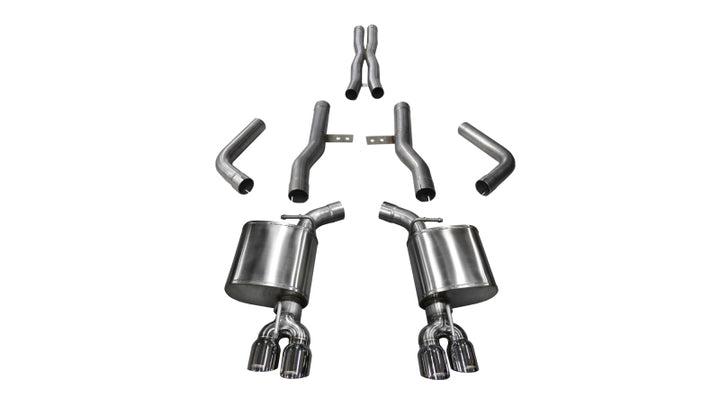 Corsa 2015-2023 Dodge Challenger Hellcat Dual Rear Exit Extreme Exhaust w/ 3.5in Polished Tips - Bull Strap