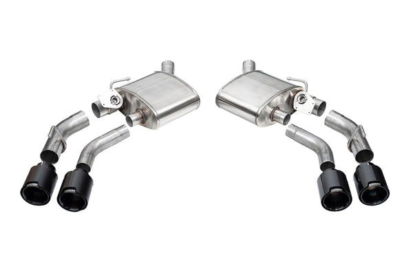 Corsa 2016-2024 Chevrolet Camaro SS / ZL1 Valved Axle-Back Exhaust w/ Black Carbon Fiber Quad Tips - Bull Strap