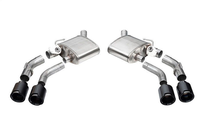 Corsa 2016-2024 Chevrolet Camaro SS / ZL1 Valved Axle-Back Exhaust w/ Black Carbon Fiber Quad Tips - Bull Strap