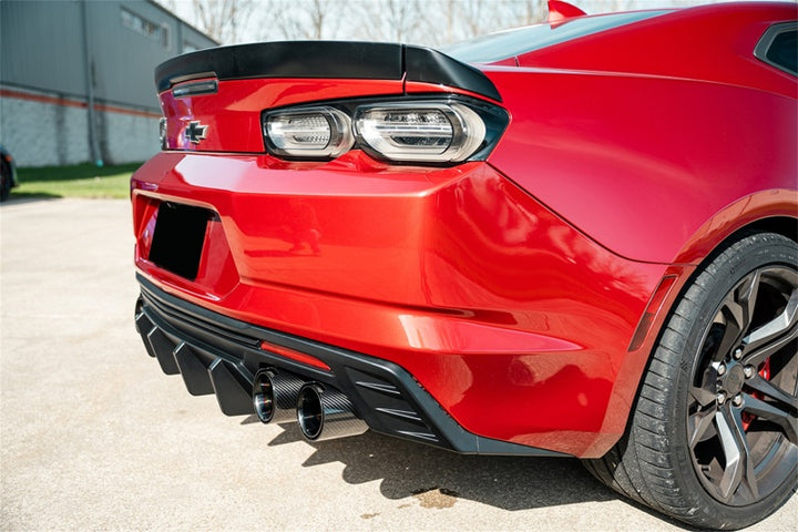 Corsa 2016-2024 Chevrolet Camaro SS / ZL1 Valved Axle-Back Exhaust w/ Black Carbon Fiber Quad Tips - Bull Strap