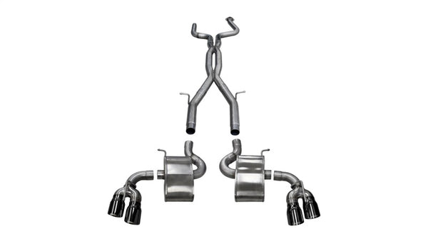 Corsa 2016-24 Chevy Camaro SS 6.2L Xtreme+ 2.75in Cat-Back Dual Rear Exit w/ Twin 4in Black PVD Tips - Bull Strap