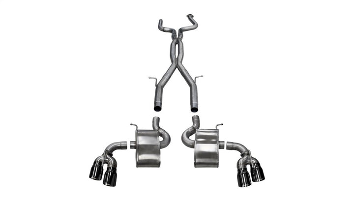 Corsa 2016-24 Chevy Camaro SS 6.2L Xtreme+ 2.75in Cat-Back Dual Rear Exit w/ Twin 4in Black PVD Tips - Bull Strap