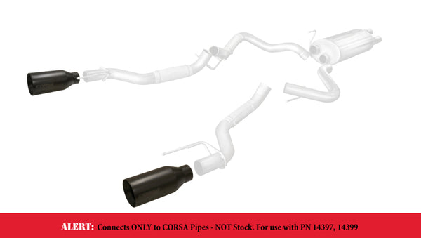 Corsa 2017-2020 Ford F-150 Raptor 3in Inlet / 5in Outlet Black Cerakote Tip Kit (For Corsa Exh Only) - Bull Strap