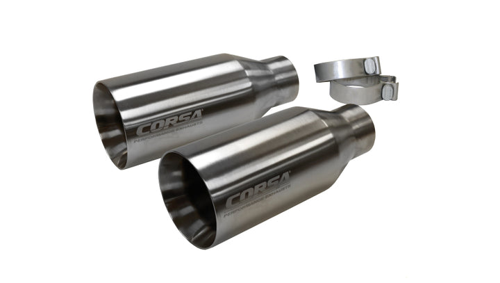 Corsa 2017-2020 Ford F-150 Raptor 3in Inlet / 5in Outlet Satin Polished Tip Kit (For Corsa Exh Only) - Bull Strap