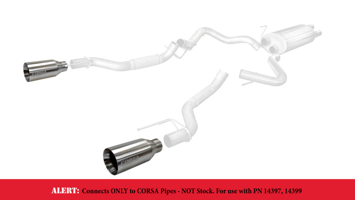 Corsa 2017-2020 Ford F-150 Raptor 3in Inlet / 5in Outlet Satin Polished Tip Kit (For Corsa Exh Only) - Bull Strap