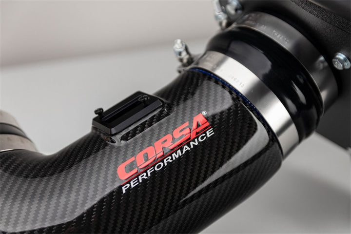 Corsa 2017-2023 Chevrolet Camaro ZL1 Carbon Fiber Air Intake w/ MaxFlow 5 Oil Filtration - Bull Strap