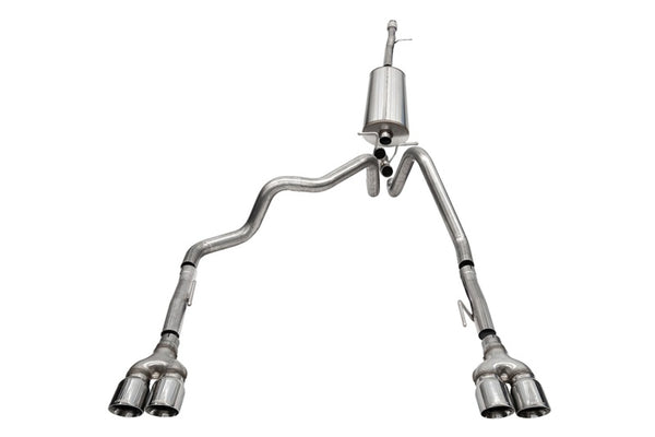 Corsa 2019-2025 Chevrolet Silverado 1500 5.3L 147.5in Wheel Base Cat-Back Dual Rear 4in Polish Tips - Bull Strap