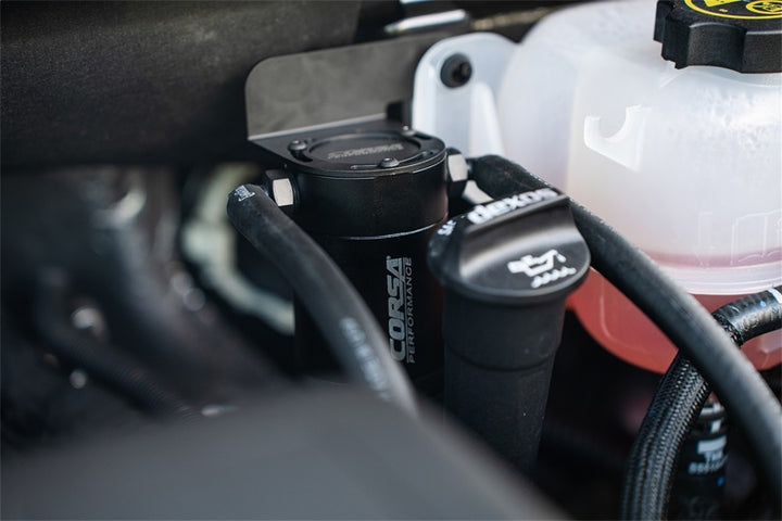 Corsa 2019-2025 Silverado/Sierra & 2021-2025 Tahoe/Suburban/Yukon/Denali Aluminum Oil Catch Can - Bull Strap